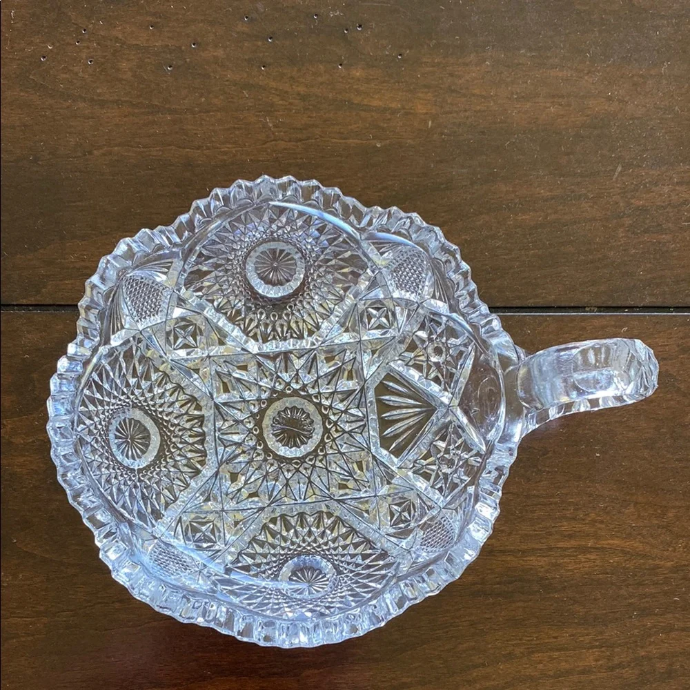 Antique Early 1900’s ABP Cut Glass Handled Candy Dish - Clear!